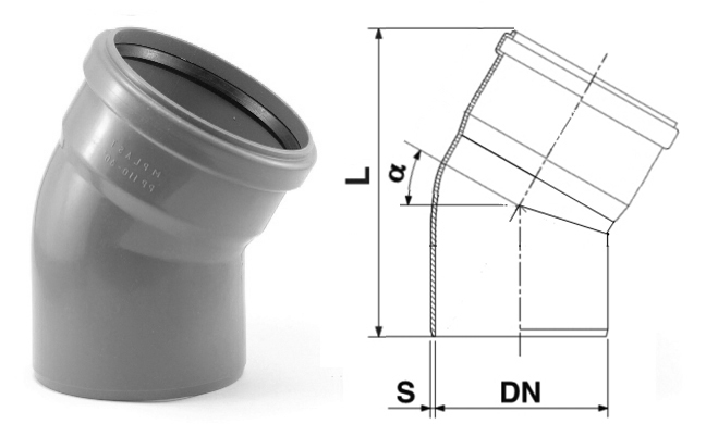 Коліно 125 мм, 30°, ПП, VALROM